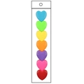 7-piece rainbow heart-shaped magnets in red pink purple and blue on card packaging - Bag Packaging / Candy Heart Style