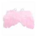 Pink feather angel wings for infant photography with elastic straps on white backdrop - Light Pink