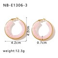 Pink marble resin hoop earrings with 18k gold plating showing size and weight specs - Pink Marble (NB-E1306-3)