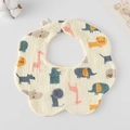 Cartoon animal pattern petal baby bib made of multi-layer soft cotton gauze - Gauze Flower Wrap - Animal Companion