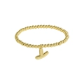 18k gold-plated beaded elastic bracelet featuring a polished letter Y charm - Letter Y