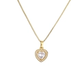 Goldene Herzkette mit großem Zirkonia-Anhänger an einer eleganten Box-Halskette - Gold Herz Weißer Zirkon