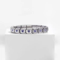 Macro detail of 9mm stainless steel modular charm link with a purple enamel heart design - Heart Purple (18 Links)