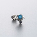 Zilveren planeet oorknopje met blauwe zirkoon en schroefsluiting voor vrouwen - Blauwe Planeet Stijl (A34-2#)