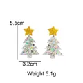 Iridescent Christmas tree earrings with gold glitter star, size 5.5cm x 3.2cm, 5.1g weight - Silver Sequin Star Christmas Tree