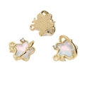 Star-shaped gold alloy pendant with pearlescent inlay and white rhinestones for DIY jewelry - Blue Star
