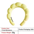 Detailed size chart showing 17x18x4cm dimensions for the yellow sponge spa headband - 10-light Yellow Terry Cloth Headband