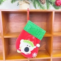 Red Christmas stocking with polar bear motif and green sequin cuff hanging ornament - Sequin Small Stocking (Bear Style)