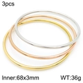 3pcs stackable 3mm titanium steel bangle set in gold, rose gold, and silver finishes - 3Pcs Set-Mixed Colors (KB184158-LO)
