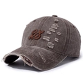Gorra vintage marrón café lavado con logo KO bordado y detalles de desgaste estilo retro - Ajustable / Café (Bordado KO)