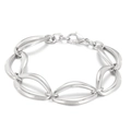 Bracciale vintage in acciaio inossidabile argento con maglie ovali e chiusura a moschettone - Stile Ovale Cavo Argentato (KB163457-Z)