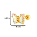 Gold butterfly cartilage earring with iridescent opal inlay and screw ball back - 3# Gold Iridescent Butterfly Style
