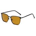 Gafas de sol retro cuadradas de metal con lentes amarillas y montura negra fina - Montura Negra Lentes Amarillas
