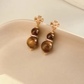 Bowknot Stud Style Gold-Coffee (Earrings)