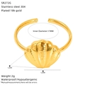 Detailed size specifications for the seashell adjustable gold stainless steel ring - Scallop Style(SR272G)