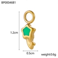 Detailed view of 1.2cm gold star pendant with green enamel and measurements - Green Star (BP00046B1)
