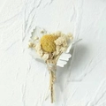 Handmade dried flower boutonniere with yellow craspedia and white baby's breath detail - Forest Flower 2 (Golden Ball)