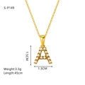 18K gold plated stainless steel necklace with pearl-encrusted letter A pendant - Letter A (S-P149-A)