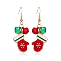 Festive alloy Christmas glove earrings with red enamel finish and colorful bells - Bell Mitten Earrings