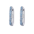 Detailed view of S925 sterling silver hoop earrings with pavé-set blue round cubic zirconia - Silver Circle Blue Zirconia Ear Buckle