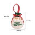 Christmas gift bag with green drawstring and red bow, featuring ginger man pattern - White Merry Christmas Style