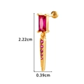 Orecchino a perno in acciaio dorato con zircone rosso rettangolare e pendente a cono - Oro Rosa Rosso