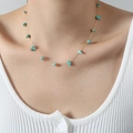 French luxury turquoise stone necklace with gold titanium chain for women - Turquoise Stone (P018)