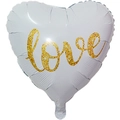 White heart-shaped foil balloon with gold glitter LOVE lettering for Valentine decoration - Valentine's Heart Design 6