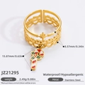 Anello aperto placcato oro 18K con ciondolo a forma di bastoncino di zucchero colorato - Stile Bastoncino di Zucchero (JZ21295)