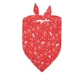 Detailed view of red Christmas pet bandana with festive white snowflake and bell patterns - 03 Red Bell Snowflake