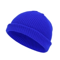 Classic royal blue knit skull cap with a thick ribbed design and cuffed brim - One Size / Royal Blue