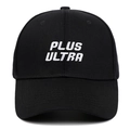 Classic black cotton baseball cap with white Plus Ultra embroidery on front panel - Adjustable / Black