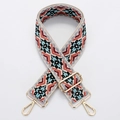 Adjustable thickened canvas bag strap with retro ethnic pattern and gold metal hardware - Style 204 - Gold Hardware