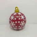 Inflatable 60cm red Christmas ball with white snowflake prints and gold top hook - Full Red Snowflake