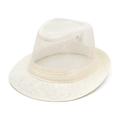 Cappello fedora traspirante crema con corona in rete e tesa in paglia per l'estate - 58cm / Bianco Sporco