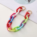Detail of colorful resin chain links and golden metal round clasps for phone accessories - K583 Multicolor