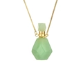 Green aventurine crystal flame perfume bottle pendant on a delicate gold box chain - Light Green Crystal Style