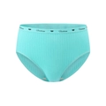 High-waisted mint green ribbed cotton panties with Fashion heart elastic waistband - Light Green