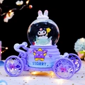 Purple Kuromi pumpkin carriage crystal ball with LED lights and glitter decoration - MK Medium 80 Snowfall + Color Light / 2413 Purple Base (Kuromi)