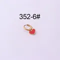 Golden stainless steel hoop earring with a vibrant red enamel heart charm pendant - Heart Style (352-6#) / Red