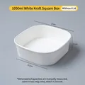 1000ml square white kraft paper disposable food bowl for takeout salads without lid - No Lid / 1000ml White Square Box