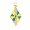 L18 checkered heart pendant with yellow and blue enamel finish and cubic zirconia - M036032-G-Yellow Blue Mixed (Rhombus)