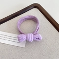 Elastic purple bow hair tie with ribbed texture for girls, soft towel scrunchie - Purple