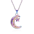 Collana con ciondolo a stella e luna crescente in acciaio inossidabile arcobaleno - Collana 40+5cm / Arcobaleno
