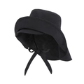 Sombrero negro de sol con ala ancha, protector de nuca y detalle de lazo posterior - Negro