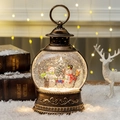 Lanterna di Natale vintage in bronzo con carillon e globo di neve con pupazzo di neve - Famiglia di Pupazzo di Neve