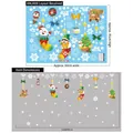 Christmas window decals set layout showing snowman and reindeer with installation size guide - Christmas Theme AMJ408