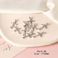 Detail of 11x20mm retro alloy cross charms for DIY jewelry making in silver finish - Style 06 Cross / Antique Silver