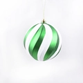 Palla di Natale 15cm a strisce verdi e bianche a spirale con finitura glitterata - Verde e Bianco