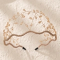 Handmade champagne crystal bridal headband with gold beaded vine details for wedding styling - Champagne